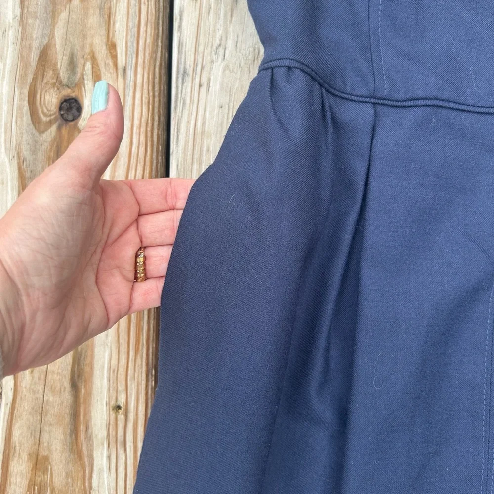 J.Crew Dress Sz‎ 2 Allie In Festival Blue Wool Blend Sleeveless Sheath
